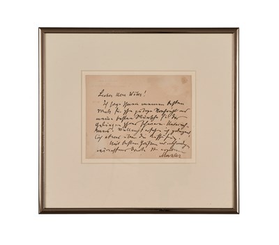 Lot 194 - A Framed Letter from Gustav Mahler